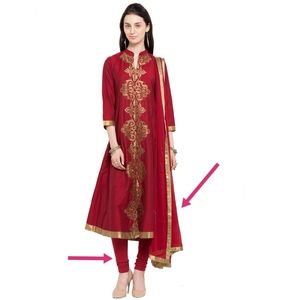 MOHEY~ Red silk churidar pants & Deep red dupatta
